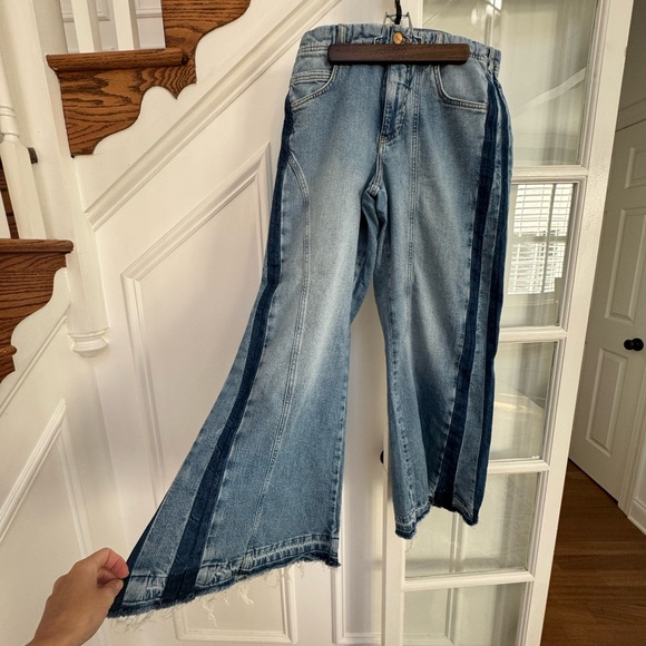 Anthropologie Pilcro Adidas Mid-Rise Frayed Relaxed Flare Jeans - Picture 11 of 11